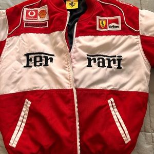Formula 1 Vintage Red & White Ferrari Boys Racing Bomber Jacket boys medium
